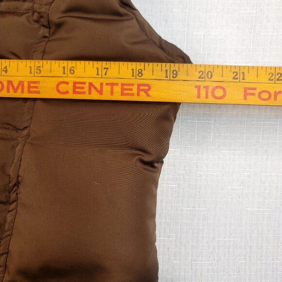 Good Goose Puffer Vest Goose Down Feather Medium Zip Pockets Brown Powder Blue - Picture 11 of 12